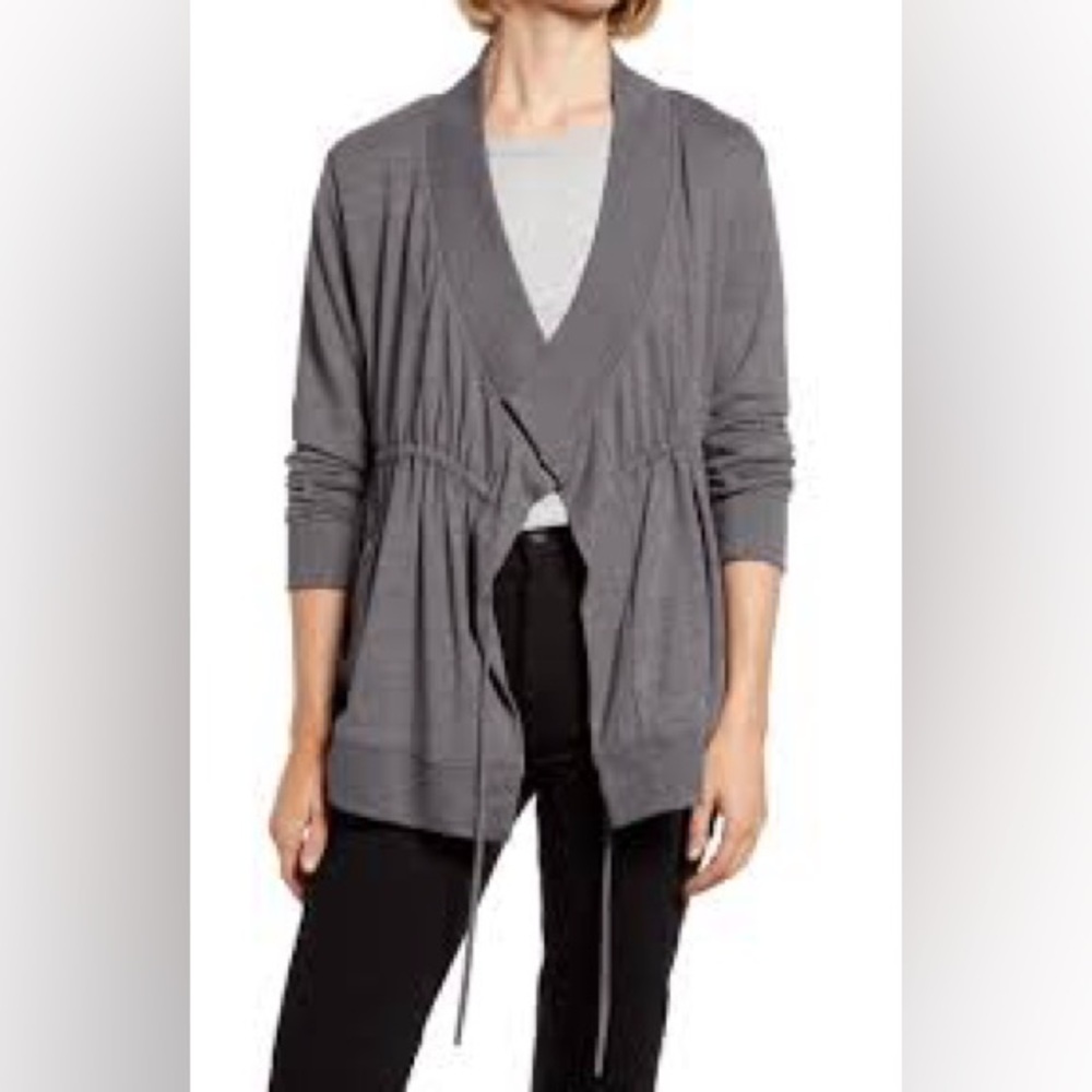 All‎ Saints Heather Gray open cardigan jacket neutral drapey unique cozy